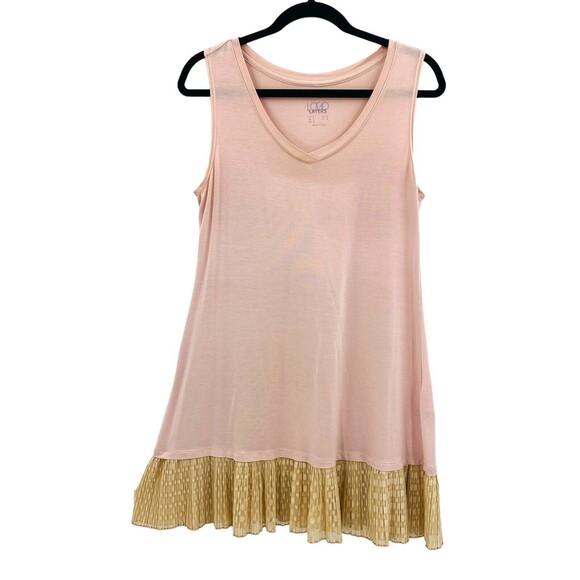Logo Lori Goldstein Layers Tank size Small Pink Chiffon Hem Sleeveless Tunic - Picture 1 of 7